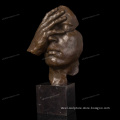 Wholesale modern face art statue metal hand touch face thinking interior sculpture